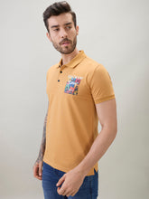 Men's Back Graphic Print Polo Collar Regular Fit Half Sleeve T-Shirt